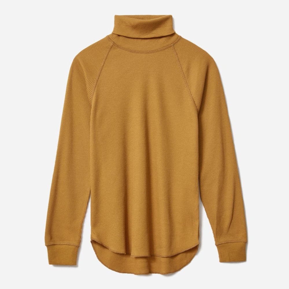 Everlane The Organic Cotton Turtleneck Waffle Tee, M, Golden Brown